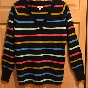 Croft & Barrow Colorful Striped V-Neck Sweater